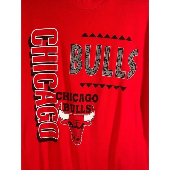 Vintage‎ 90s Chicago Bulls NBA Basketball Shirt Large L Red Single Stitch USA - Picture 4 of 9